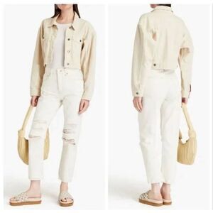 NWT Frame Le Original High Rise Straight Fit Jeans in Off White Size 25